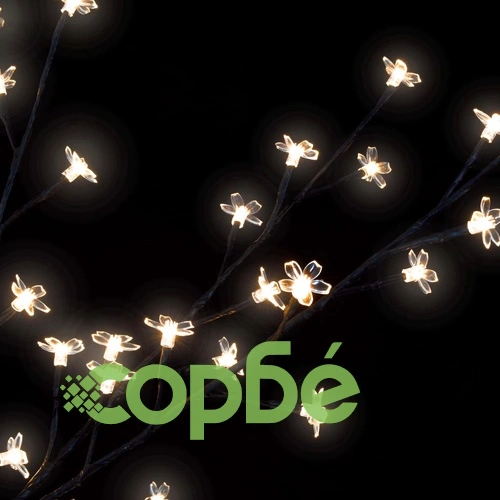Дърво с черешови цветчета, LED жълтеникава светлина, 210 см ➤ топ цена ➤ sorbe.bg