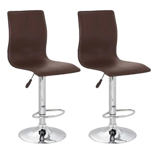 Бар табуретки, 2 бр, кафяви, изкуствена кожа