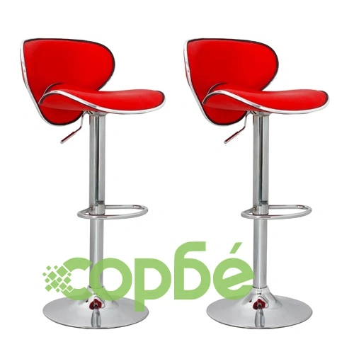 Бар табуретки, 2 бр, червени, изкуствена кожа ➤ топ цена ➤ sorbe.bg