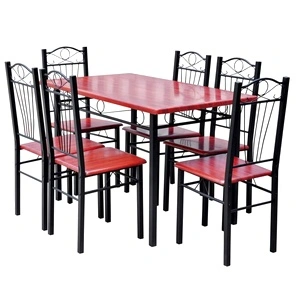 Комплект трапезни маса и столове, кестеняв - 6 части