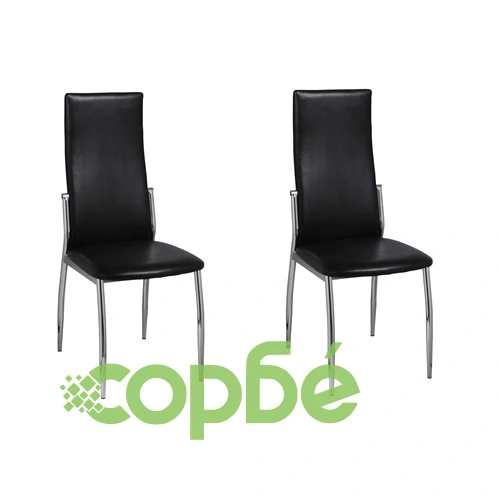 Трапезни столове, 2 бр, черни, изкуствена кожа ➤ топ цена ➤ sorbe.bg