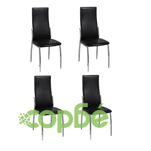 Tрапезни столове, 4 бр, черни, изкуствена кожа ➤ топ цена ➤ sorbe.bg