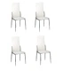 Трапезни столове, 4 бр, бели, изкуствена кожа