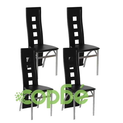 Трапезни столове, стоманени, черни - 4 бр. ➤ топ цена ➤ sorbe.bg