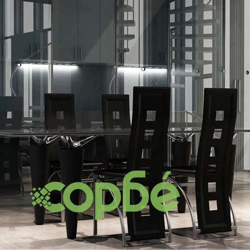 Трапезни столове, стоманени, черни - 4 бр. ➤ топ цена ➤ sorbe.bg