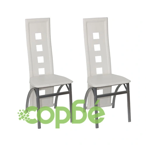 Трапезни столове, стоманени, бели - 2 бр. ➤ топ цена ➤ sorbe.bg