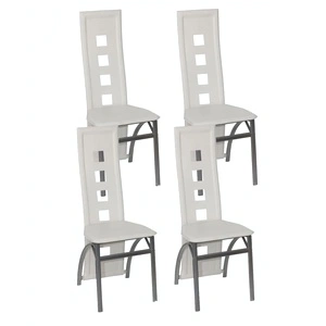 Трапезни столове, стоманени, бели - 4 бр.
