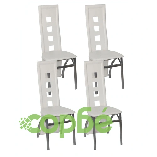 Трапезни столове, стоманени, бели - 4 бр. ➤ топ цена ➤ sorbe.bg