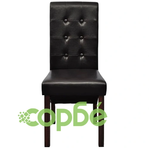 Трапезни столове, 2 бр, кафяви, изкуствена кожа ➤ топ цена ➤ sorbe.bg