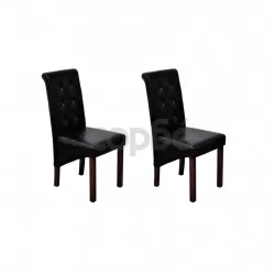Трапезни столове, 2 бр, черни, изкуствена кожа
