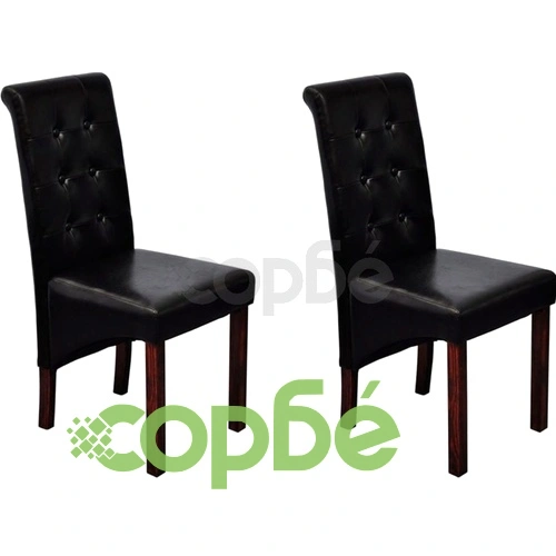 Трапезни столове, 2 бр, черни, изкуствена кожа ➤ топ цена ➤ sorbe.bg