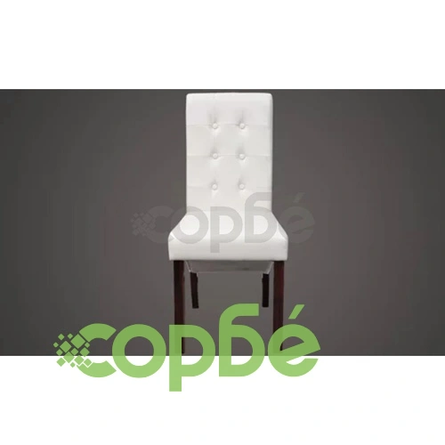 Трапезни столове, 2 бр, бели, изкуствена кожа ➤ топ цена ➤ sorbe.bg