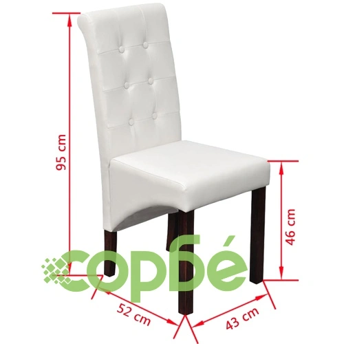 Трапезни столове, 2 бр, бели, изкуствена кожа ➤ топ цена ➤ sorbe.bg