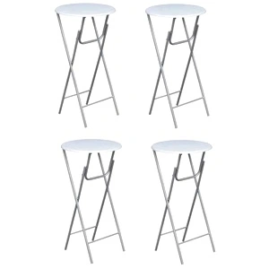 Комплект бар маси с МДФ плот, 4 броя, бял 