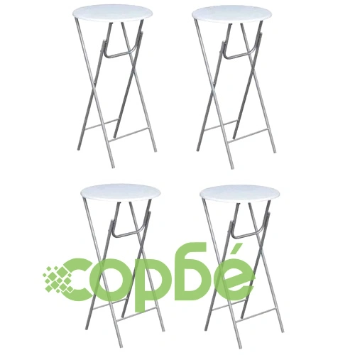 Комплект бар маси с МДФ плот, 4 броя, бял  ➤ топ цена ➤ sorbe.bg