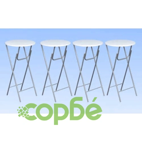 Комплект бар маси с МДФ плот, 4 броя, бял  ➤ топ цена ➤ sorbe.bg