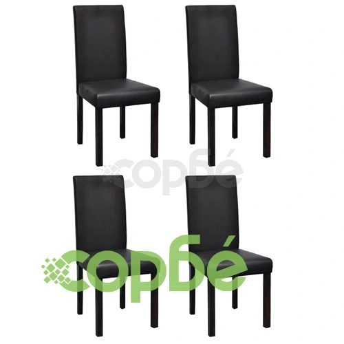 Tрапезни столове, 4 бр, черни, изкуствена кожа ➤ топ цена ➤ sorbe.bg