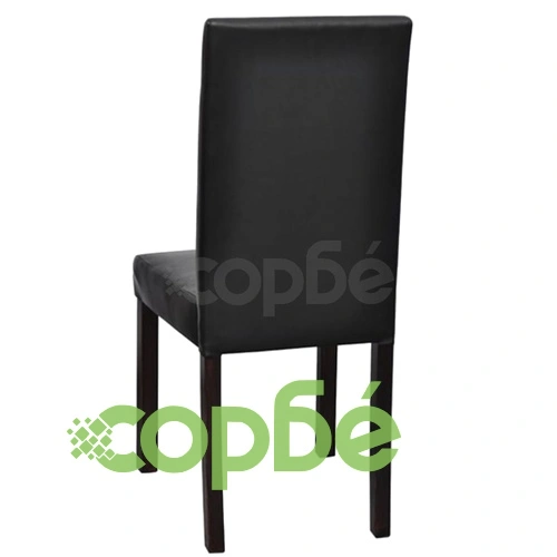 Tрапезни столове, 4 бр, черни, изкуствена кожа ➤ топ цена ➤ sorbe.bg