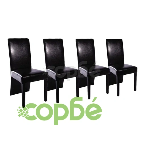 Tрапезни столове, 4 бр, черни, изкуствена кожа ➤ топ цена ➤ sorbe.bg
