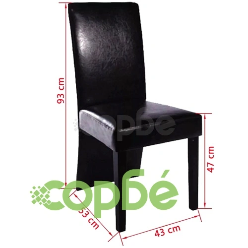 Tрапезни столове, 4 бр, черни, изкуствена кожа ➤ топ цена ➤ sorbe.bg