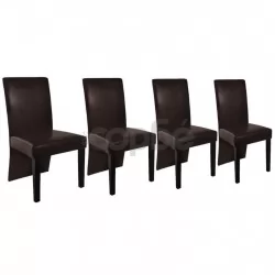 Трапезни столове, 4 бр, тъмнокафяви, изкуствена кожа
