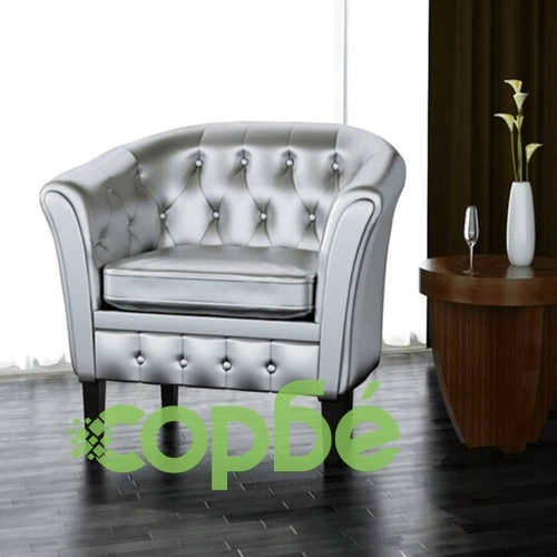 Фотьойл, сребрист, изкуствена кожа ➤ топ цена ➤ sorbe.bg