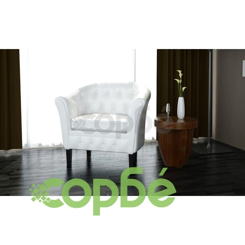 Фотьойл, бял, изкуствена кожа ➤ топ цена ➤ sorbe.bg