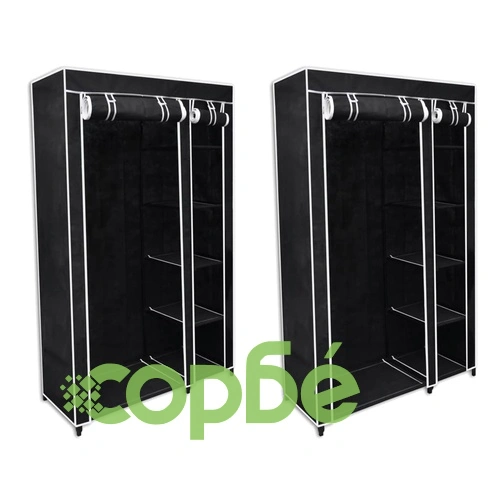 Сгъваеми текстилни гардероби, 2бр, черни   ➤ топ цена ➤ sorbe.bg
