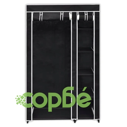 Сгъваеми текстилни гардероби, 2бр, черни   ➤ топ цена ➤ sorbe.bg