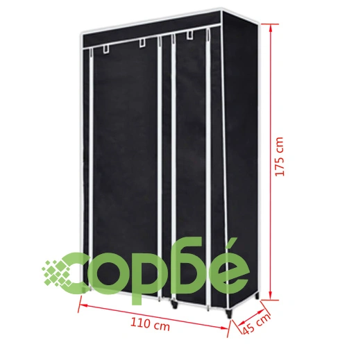 Сгъваеми текстилни гардероби, 2бр, черни   ➤ топ цена ➤ sorbe.bg