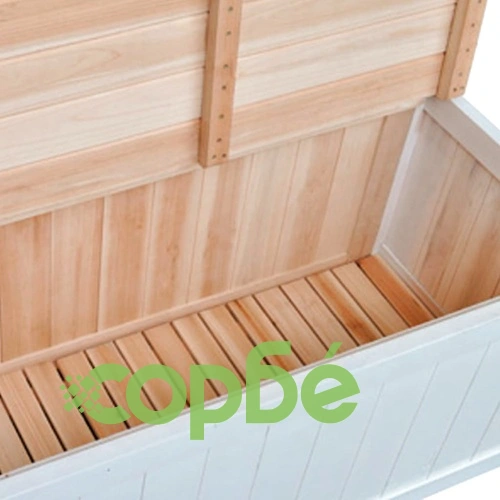 Пейка с място за съхранение, 126х42х75 см, дърво, бяла   ➤ топ цена ➤ sorbe.bg