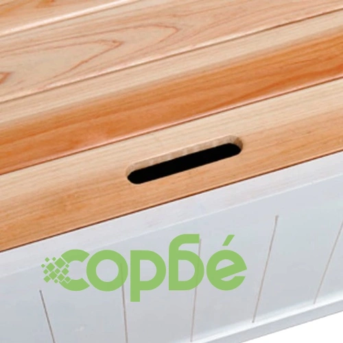 Пейка с място за съхранение, 126х42х75 см, дърво, бяла   ➤ топ цена ➤ sorbe.bg