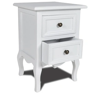 Нощно шкафче с 2 чекмеджета, МДФ бяло 