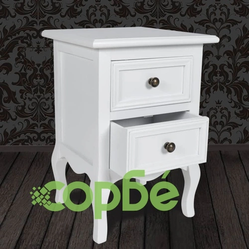 Нощно шкафче с 2 чекмеджета, МДФ бяло  ➤ топ цена ➤ sorbe.bg