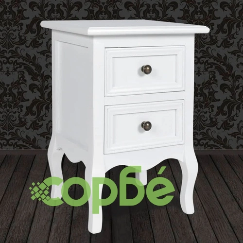 Нощно шкафче с 2 чекмеджета, МДФ бяло  ➤ топ цена ➤ sorbe.bg