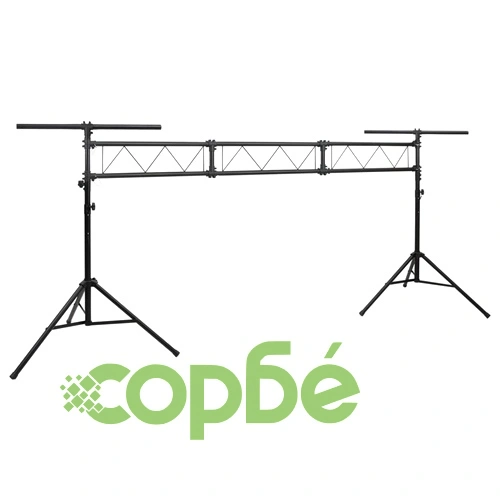 Стойка за осветление черна 438x115x(180-300) см стомана ➤ топ цена ➤ sorbe.bg