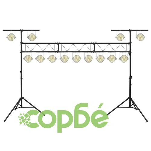 Стойка за осветление черна 438x115x(180-300) см стомана ➤ топ цена ➤ sorbe.bg