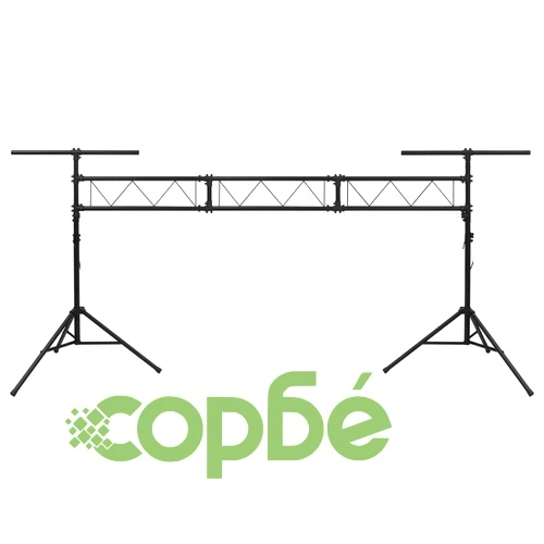 Стойка за осветление черна 438x115x(180-300) см стомана ➤ топ цена ➤ sorbe.bg