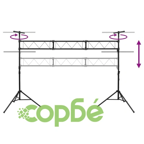 Стойка за осветление черна 438x115x(180-300) см стомана ➤ топ цена ➤ sorbe.bg