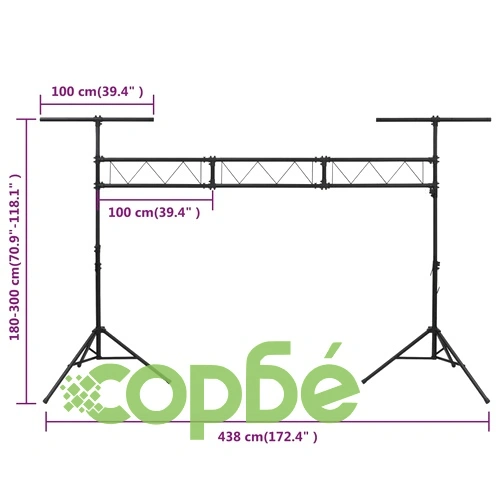 Стойка за осветление черна 438x115x(180-300) см стомана ➤ топ цена ➤ sorbe.bg