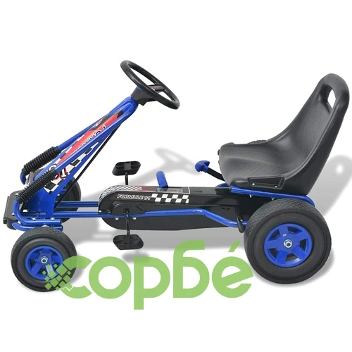 Детски картинг с педали, с регулируема седалка, син ➤ топ цена ➤ sorbe.bg