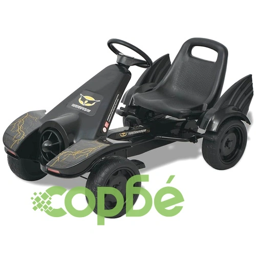 Детски картинг с педали, с регулируема седалка, черен ➤ топ цена ➤ sorbe.bg