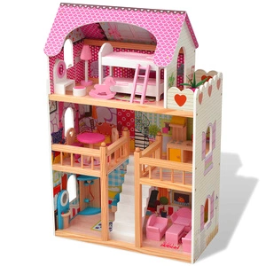 3-етажна къща за кукли, 60 x 30 x 90 см, дърво