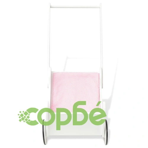 Детска количка за кукли от дърво, 53x25,7x50 cм, бяла ➤ топ цена ➤ sorbe.bg