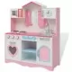 Детска играчка - Кухня, дърво, 82x30x100 см, розово и бяло