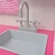 Детска играчка - Кухня, дърво, 82x30x100 см, розово и бяло