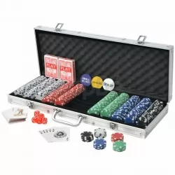 Покер комплект с 500 чипа, алуминий