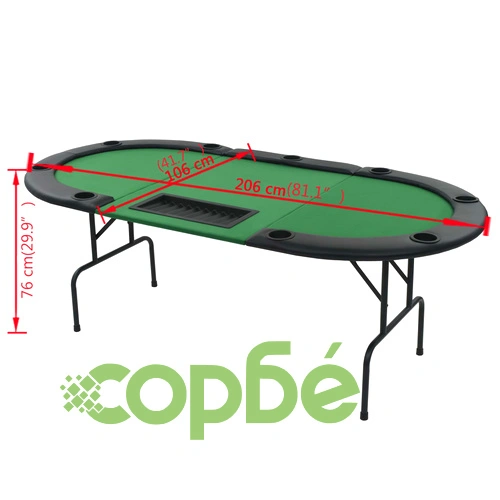 Сгъваема покер маса за 9 играчи, овална, зелена ➤ топ цена ➤ sorbe.bg