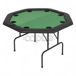 Сгъваема покер маса за 8 играчи, осмоъгълна, зелена