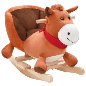 Люлеещо се конче с облегалка плюш 60x32x50 см кафяво